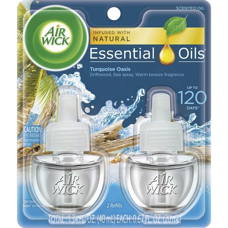 Air Wick Oil Warmer Refill, Scented, 0.67oz, , Turquoise Oasis, PK 2 RAC91109